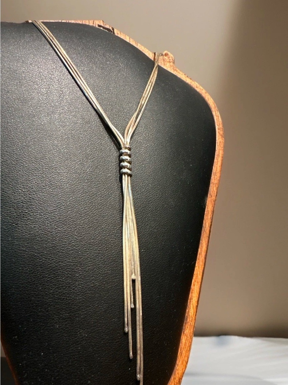 Milor Sterling Silver Snake 3 Chain Lariat Style Necklace 17”